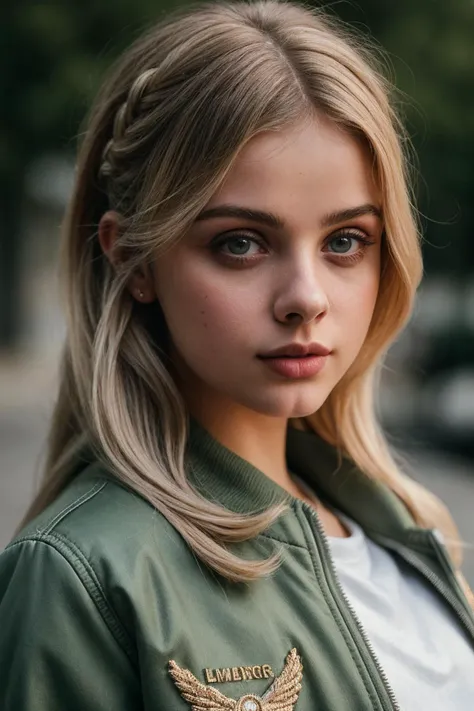photo of beautiful (1nd1aw-135:0.99), a woman with perfect blonde hair upsweep updo, wearing Chartreuse (letterman jacket:1.1), (plain background:1.1), (closeup), modelshoot style, (extremely detailed CG unity 8k wallpaper), professional majestic photography, (Leica M6 Camera), 24mm, exposure blend, hdr, faded, extremely intricate, High (Detail:1.1), Sharp focus, dramatic, soft cinematic light, (looking at viewer), (detailed pupils), 4k textures, elegant, ((((cinematic look)))), soothing tones, insane details, hyperdetailed, low contrast, (epicPhoto)