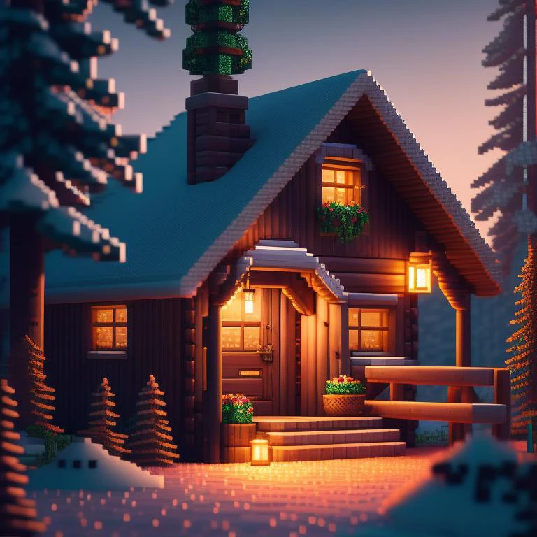 detailed pixel art of a cosy cabin in the woods, isometric, retro, intricate, bokeh, dramatic lighting, 8 k