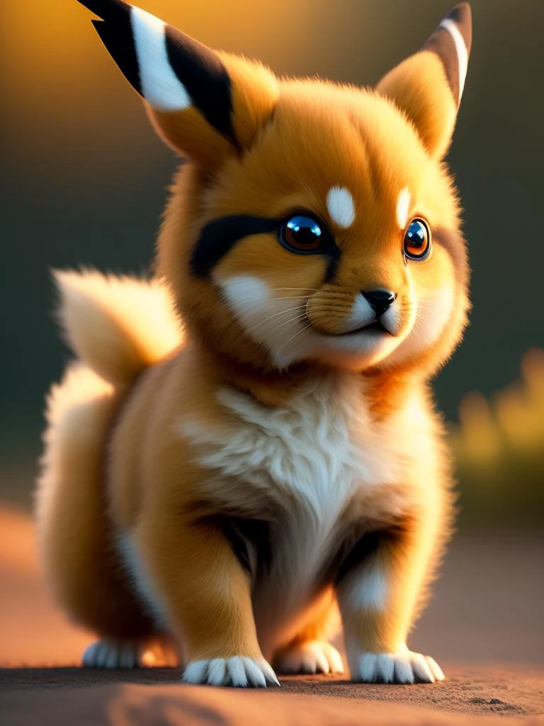 real life pokemon, cute!!!, content!!!, mischievous!!!, adorable!!!, fluffy!!!, ultra realistic!!!, golden hour, sharp focus