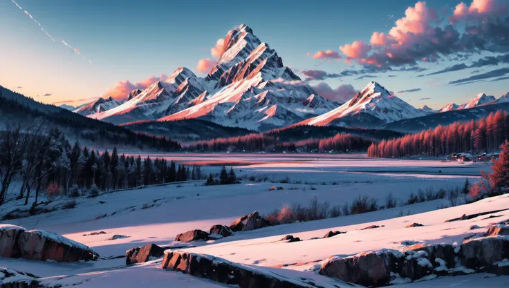 ((masterpiece:1.4,best quality)), cloud, outdoors
(mountains), spring glade, scenery, sky, winter,
(early morning:1.4),morning red, high detail, abundant, 8k, high detail, wallpaper,
<lora:more_details:1.5>, <lora:geometric_shapes:1>