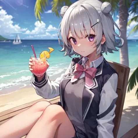 clothed Woman with hyperhidrosis , Sweat oozing out , Sweltering heat , My heart is beating fast with anticipation , shaved ice , summer sunny day , Pouring holy water on shaved ice