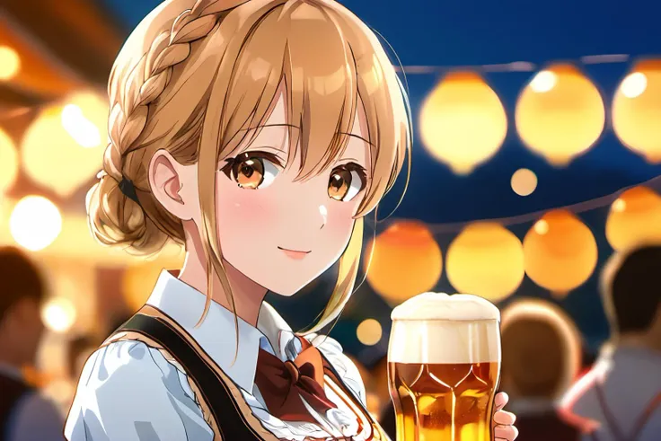 1 girl, bokeh. anime real. Oktoberfest. 
best quality, ultra detailed.