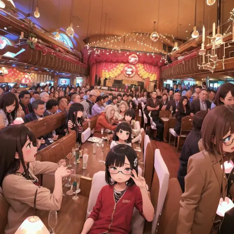 best quality, ultra-detailed, illustration, glasses,
missosaka, scenery, sign, lights, crowd, 6+boys, table, chair, chandelier, couch, indoors
<lora:MissOSAKA_SD15_V1:1>