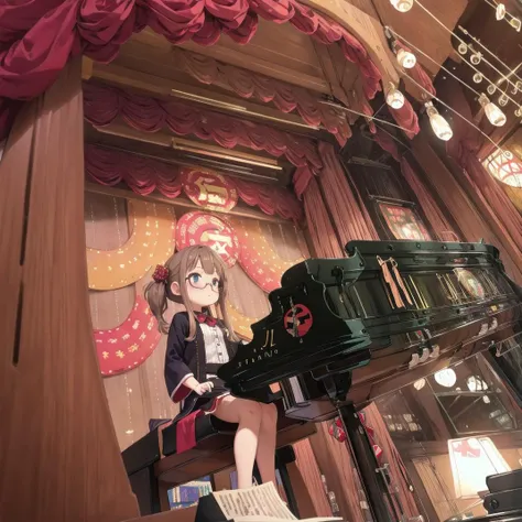 best quality, ultra-detailed, illustration, glasses,
missosaka, instrument, piano, stage, indoors, 1girl, sitting, ceiling
 <lora:MissOSAKA_SD15_V1:1>