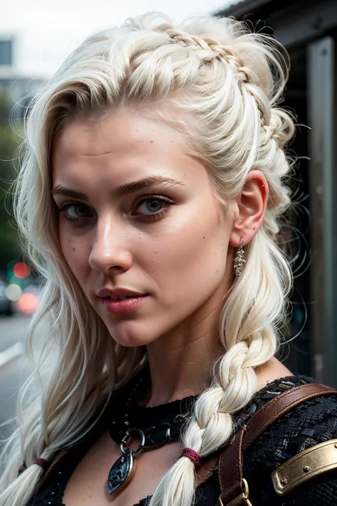 best quality, masterpiece,
(photorealistic:1.25),
portrait photo of adult female, (highly detailed face),
norse mythology,
white_hair, french_braid mohawk,
sharp details, (high detail skin),
skin pores,
hdr, professional studio photography, <lora:add_detail:0.5>