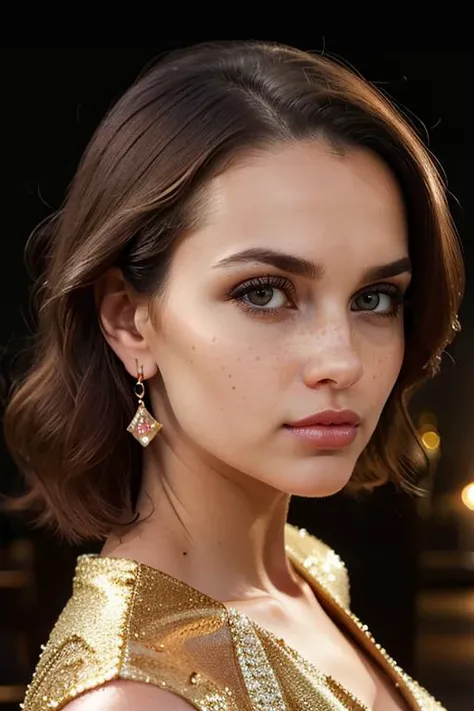 lifestyle magazine photography, photo of a 30 year old tanzanian glamour model, Round Face, (dark brown eyes), straight nose, full pouty lips, high cheekbones, round chin, subtle eyebrows:1.8, cherry glossy lipstick, Drop earrings, Silky long Hair, eyeliner, blush makeup, looking in camera, front view, wearing a bold yellow bodycon dress with gold drop earrings, (in front of a bright white background), <lora:more_details:0.8> SkinHairDetail EyeDetail, <lora:bttrfrckl:0.8> bttrfrckl, freckles, style maxim magazine, style esquire magazine, official balmain editorial, (rim lighting, :1.4), hard shadows, short focal length, shot on Canon EOS 5D, volumetric lightning