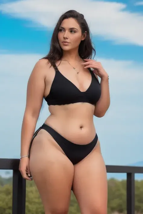 a curvy woman with wide-angle shot, featuring curvy thighs with smooth skin and soft lighting. The thighs should be thick with a gentle curve and defined muscles. The overall look should be voluptuous thighs with a subtle shine and a soft glow , <lora:galGadotLora_v10:1>