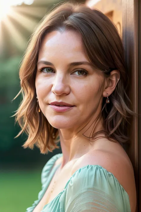 photo of extremely sexy (Sus13D3n01-180:0.99), a woman as a sexy Social Worker, closeup portrait, (( Tube dress)), (( A serene, sun-dappled horse stable with horses grazing in lush green pastures )), (masterpiece:1.5) (photorealistic:1.1) (bokeh) (best quality) (detailed skin texture pores hairs:1.1) (intricate) (8k) (HDR) (wallpaper) (cinematic lighting) (sharp focus), eyeliner, painted lips, (earrings)