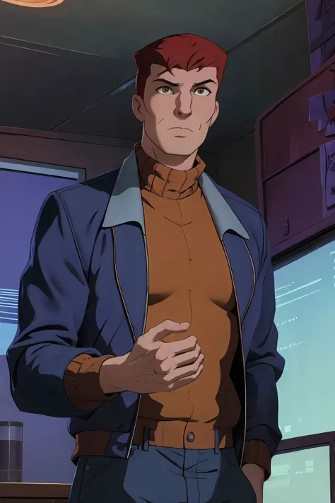 absurdres, eddie brock, jacket, turtleneck, upper body <lora:Eddie Brock_v1:1>