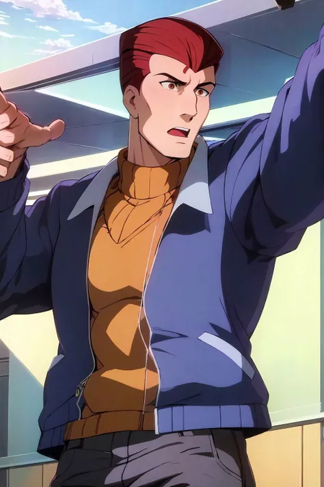 absurdres, eddie brock, jacket, turtleneck, upper body <lora:Eddie Brock_v1:1>