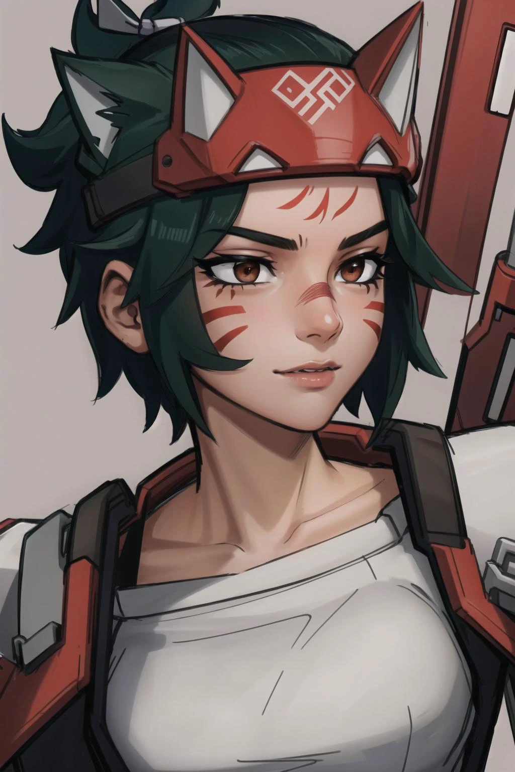 best quality, intricate details,
<lora:kirikoOverwatch_v20:0.8> tag:1girl,facial mark,fox,
<lora:boneNigiStyle_v10:0.8>
