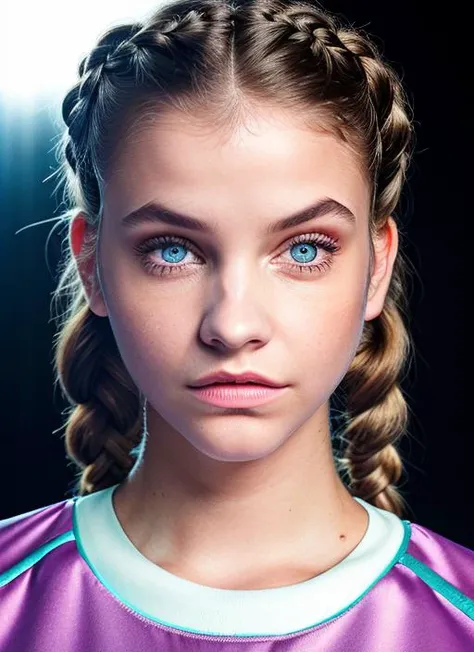 girl CHILD 10 years old, Russian blonde in braids, ROUPA DE DISCO, BOLA DE DISCOTHEQUE, LUZES DE DISCOTECA. BALL OF DISCO.