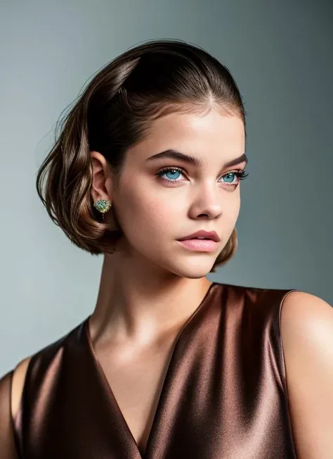 portrait of Barbara Palvin, furled brow , wearing jumpsuit , with ash brown Shag haircut , background kitchen epic (photo, studio lighting, hard light, sony a7, 50 mm, matte skin, pores, colors, hyperdetailed, hyperrealistic), <lyco:Barbara Palvin:1.1>