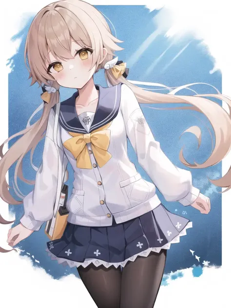 (masterpiece, best quality,highres:1.2),hifumi\(blue archive\),1girl,solo,
school uniform, black pantyhose