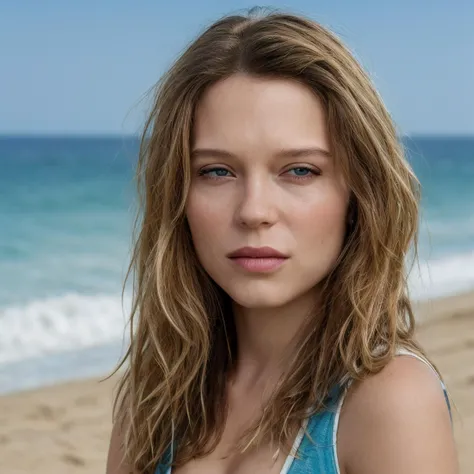 portrait of lea1452 in a beach, masterpiece, hyper realistic, ultra detailed, high quality, best quality, 4k, 8k, raw <lora:lea1452:0.75>
