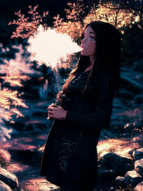vapingnation, 1girl, solo, smoke, smoking, professional photo, natural light, highly detailed, (highly detailed background), detailed textures, wide angle, 8k, HDR, professional photoshoot, high quality photo, realistic photo, realistic shadows, detailed shadows, realistic proportions, <lora:VapingNation:0.8>, slate atmosphere, cinematic, dimmed colors, dark shot, muted colors, film grainy, lut, spooky