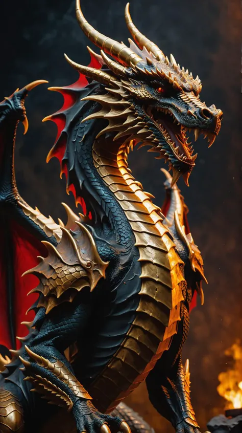 cinematic film still An ultra detailed, gold and brass dragon, ivory LED backlighting, grungy texture, red horizon, Heavy oil painting, trending on facebook, muted colors, slate tones, brush strokes, puddy knife marks, edgy areas next to smooth areas, dark next to light, soft next to hard, a blast of colorful paint, ridges of thick paint create shadows and thick texture, smokey grainy areas next to smooth open areas, a sense of three dimensions, an abstraction of details in color and form, ((oily texture with clumps of paint)). . shallow depth of field, vignette, highly detailed, high budget, bokeh, cinemascope, moody, epic, gorgeous, film grain, grainy