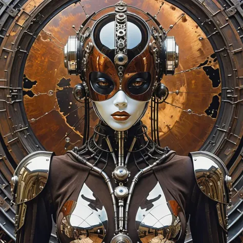 Surrealist art science fiction photography, analog,  calm  half-demon wizard robot, by Stephan Martiniere and Moebius , in the style of Adrian Ghenie, hyper detailed, intricate, poster art, Artstation, reflective mercury armor plating, RAW photograph,   (intricate details, masterpiece, best quality:1.4), dark, highly detailed, gritty, grungy, insane details, [gothic futurism], [afro-futurism],
 <lora:Artists_Edge-000006:0.4>, (Scratches, nicks, dents, scuffs, rusted, grime, grit) rusted metals, chrome reflections, . Dreamlike, mysterious, provocative, symbolic, intricate, detailed