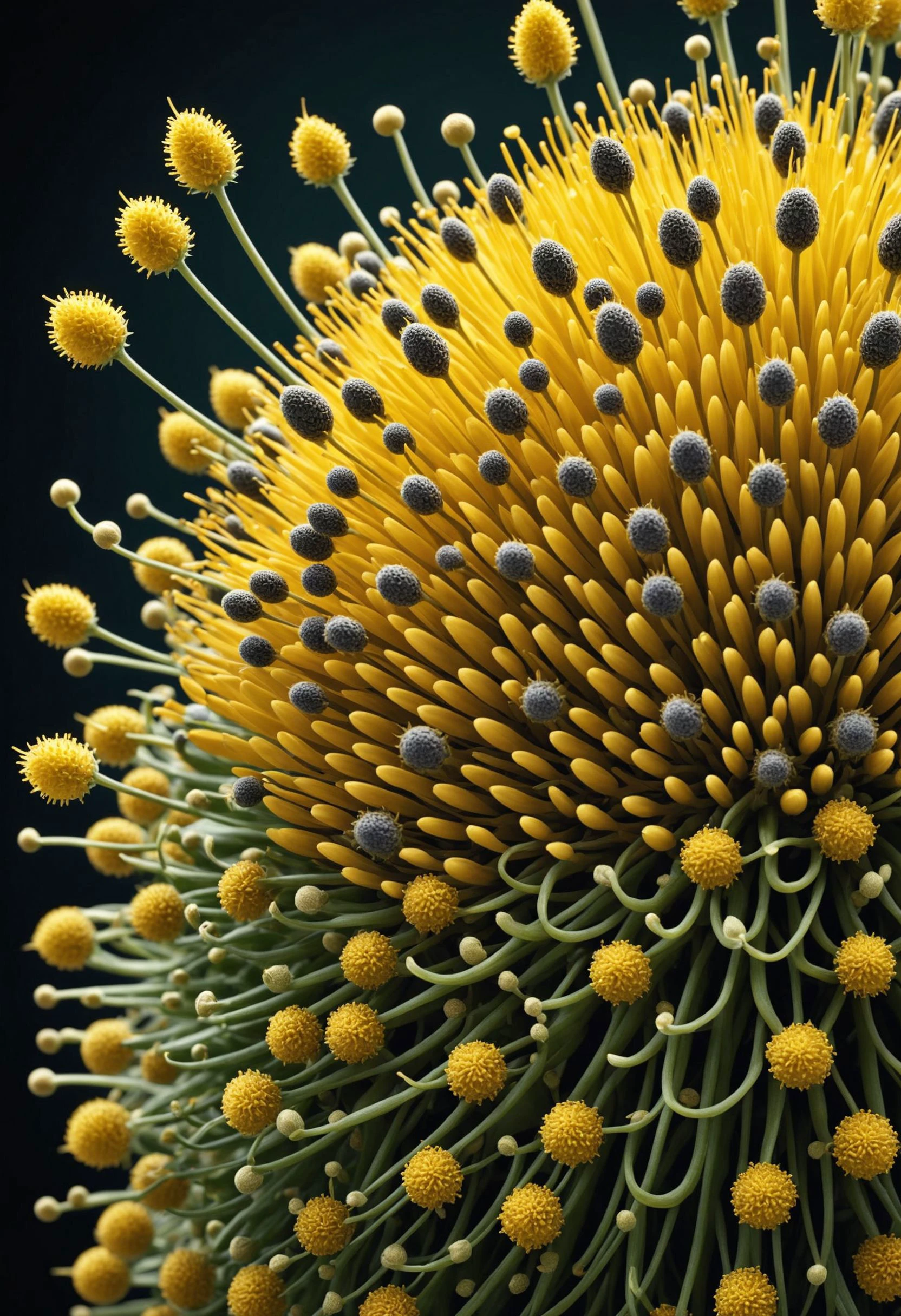 masterpiece, best quality, 8k, professional , by famous artist , trending on artstation, intricated details, detailed, realsitic, boekh , photorealistic, dark shadows, natural light, dramatic, source realistic, Seeds and Pollen - The tiny details of seeds, especially when they're about to sprout, or the structures of pollen grains can offer a glimpse into the beginning of plant life.