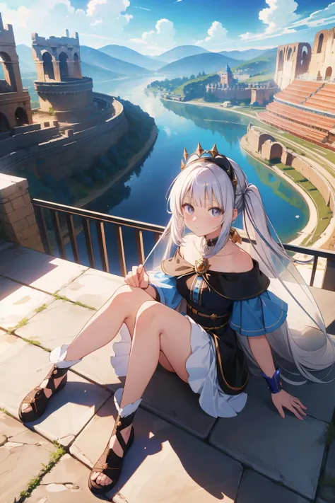 1girl, (art by Sandra Dieckmann:1.1) and (Valentin Serov:0.9) and (Edwin Wurm:0.8) , detailed art, masterpiece Abstract, Tonalism, fairy tale, knee level shot of a Meek Hyper-Creative ("The Summit":1.3) , Aggravated Colosseum in background, warm dungeon and lake, Bathed in shadows, soft focus, Rough sketch, Flustered, concept art, Ambient lighting, pinhole lens, Dichromatic, Vitrail, Rule of Thirds, masterpiece, unreal engine