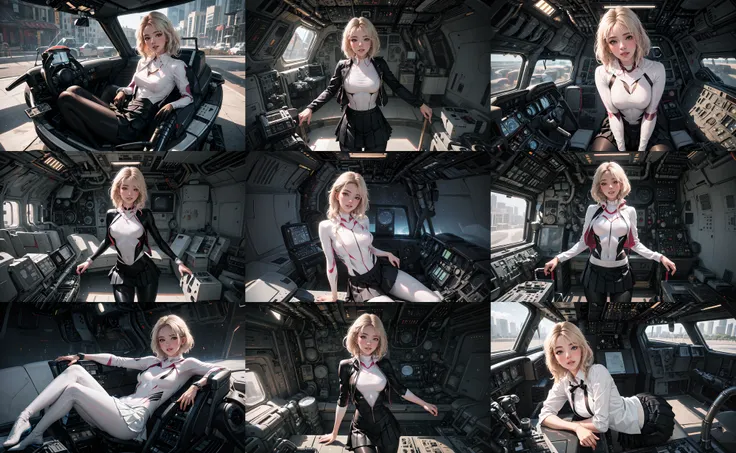 <lora:Spaceship bridge:1> Spaceship bridge,view of earth through cockpit,1girl,solo,(realistic detailed, natural skin texture, evocative seductive smile),intricate details,highly detailed,hyper-realistic,looking at viewer,oily shiny skin,shiny hair,skindentation,gradient hair,science fiction skyscraper,medium breasts,
( parted lips:1.3),long hair,red eyes,school uniform,jacket,leggings under skirt,white shirt,black ribbon,pleated skirt,blush, <lora:add_detail:0.4> <lora:flashlightphoto_v1.5a-Ilford Delta 3200 film, dof, high definition, detailed, intricate, flashlight:0.35> Ilford Delta 3200 film, dof, high definition, detailed, intricate, flashlight <lora:lit:0.4> <lora:FilmVelvia:0.4> <lora:gwen_1.5-gwen stacy, blonde hair, blue hair, short hair, animification,eyebrow piercing--spider-gwen suit,bodysuit, superhero:0.6> spider-gwen suit,bodysuit, superhero