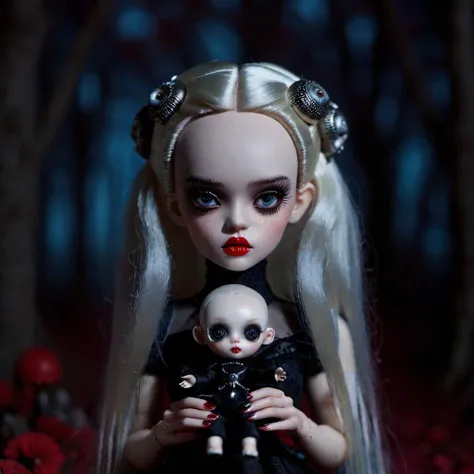 <lora:add-detail-xl:0.8> beautiful young norwegian gothic woman holding voodoo doll, in the style of Lsd magic mushrooms, Dollhouse Aesthetics 1080p, (mark ryden 1.3), 128k, babycore style, fullbody, long blond hair, indigo eyes, wearing diamond glasses, perfect eyes, perfect features, perfect hands, perfect body, 128k, 1080p, cinematic quality, cinematic lighting, voodoo, sinister, diabolical, testp, stunningly beautiful, maxim, hyper realistic details, lEICA SL2 50mm F 1.4 kit,mirrorless lens, <lora:bigeyes-xl-v1:0.8> big eyes, anime eyes <lora:Dark_Futuristic_Circuit_Boards:0.8> circuitboard, dark futuristic <lora:Larry Carlson Style:0.8> Larry Carlson Style page <lora:RMSDXL_Darkness_Cinema:0.8> <lora:RMSDXL_Enhance:0.8> <lora:popovy_SDXL-fashion-doll-000006:0.8> Fashion Doll