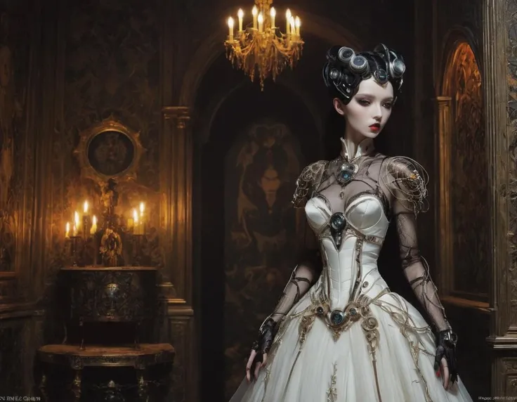 <lora:Skullface_v1-000015:1> photorealistic highly detailed 8k photography, best street shot quality, volumetric lighting, plain clean earthy sklfc, Leaning Against a Railing, Arms Folded, 360-Degree Panorama Inside a Cave, Chandelier-lit Ballrooms full of busy people