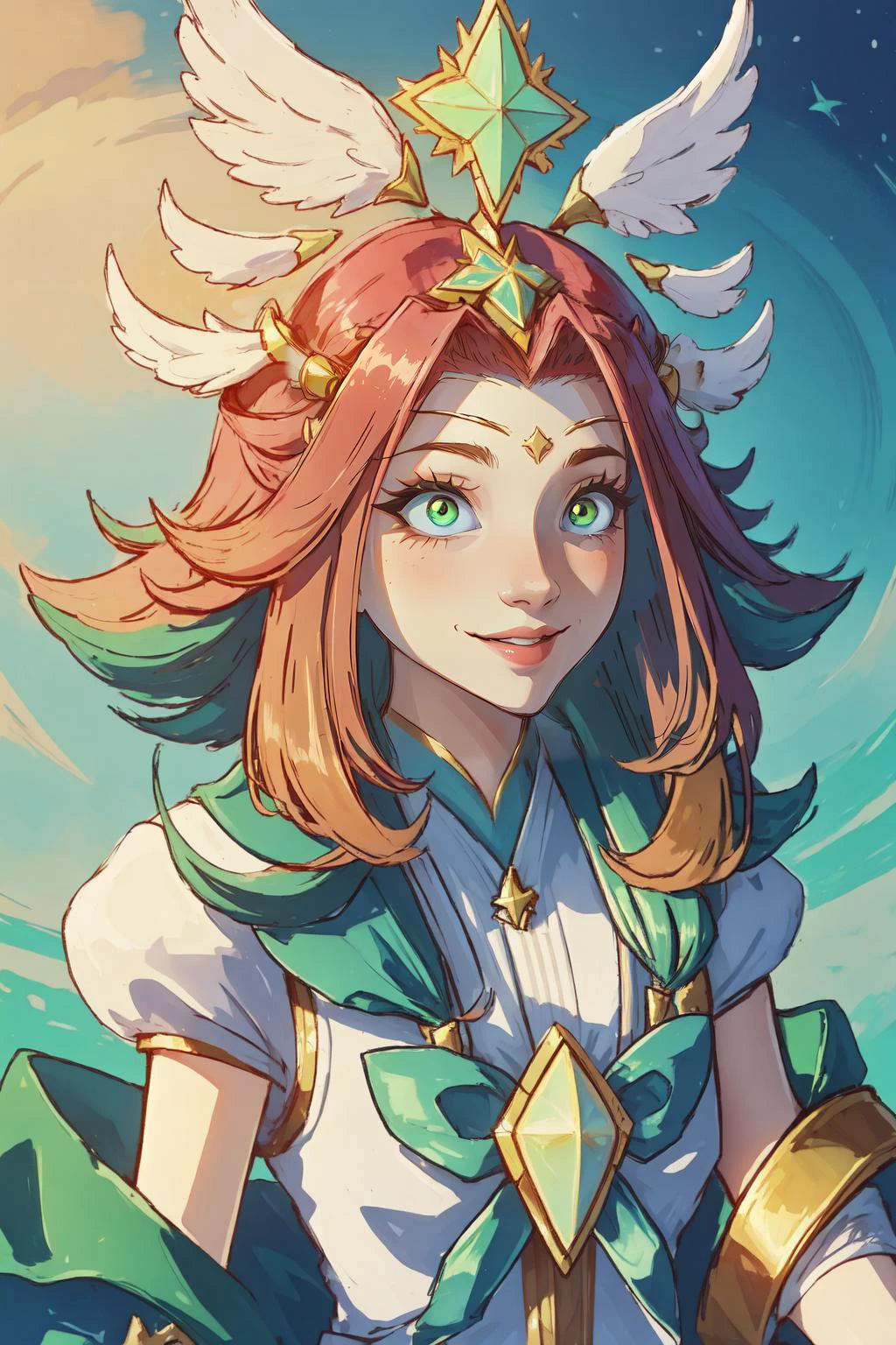 (masterpiece, best quality), intricate details,
1girl, <lora:star_guardian_neeko:0.8> star guardian neeko, 1girl, multicolored hair, dress, star guardian \(league of legends\), magical girl, hair ornament,
<lora:constricted_pupils_v0.2a:1.3> constricted pupils, <lora:Evilsmile:0.8> evil smile,