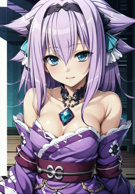 masterpiece, <lora:takigawa_hina_v1-000027:0.7> , takigawa_hina, purple hair, upper body, green eyes, (black hairband:0.9),