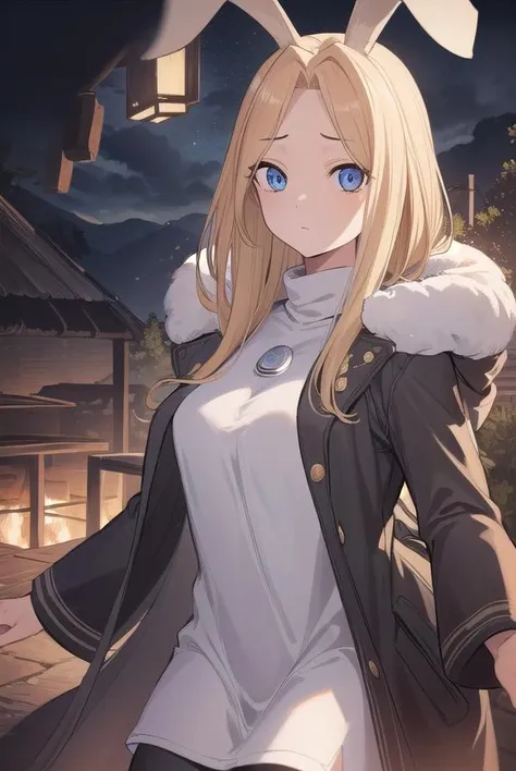 hyejin, <lora:hyejin manhwa-lora-nochekaiser:1>,
hyejin, blonde hair, animal ears, rabbit ears, (parted bangs:1.5), long hair, (forehead:1.2), sidelocks,
BREAK jacket, fur trim, long sleeves, dress, turtleneck,
BREAK outdoors, nature, forest, sky, sun, cloud,
BREAK looking at viewer, (cowboy shot:1.5),
BREAK <lyco:GoodHands-beta2:1>, (masterpiece:1.2), best quality, high resolution, unity 8k wallpaper, (illustration:0.8), (beautiful detailed eyes:1.6), extremely detailed face, perfect lighting, extremely detailed CG, (perfect hands, perfect anatomy),