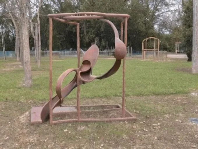 strange and creepy (wooden sculpture) on the kids playground, (weirdcore)