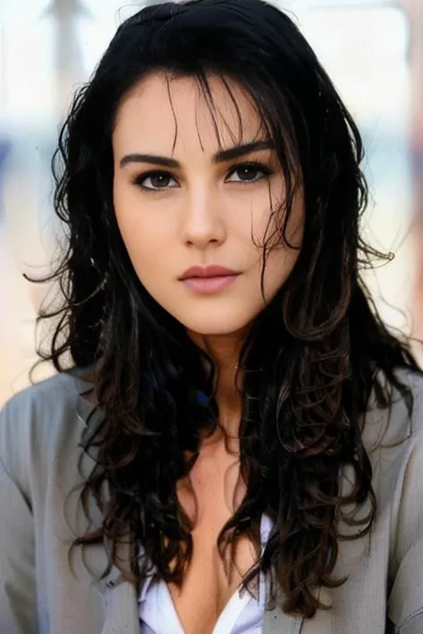 photo of mbell00,<lora:Monica Bellucci:1> a woman, RAW, close portrait photo, long brown coat, long haircut, pale skin, slim body, (high detailed skin:1.2), 8k uhd, dslr, soft lighting, high quality, film grain, Fujifilm XT3 sharp focus, f 5.6