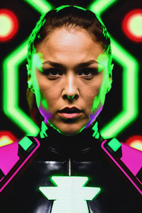 rondaRou1 in cyber neon lighting, futurism, intricate futuristic jewelry accessories, cyberpunk glossy white latex turtleneck, hyper photorealistic, crispy quality, digital photography, trending in artstation, trending in pinterest, cinematic, 4 k ultra hd, art by pascal blanche, art by greg rutkowski
