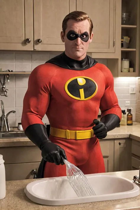 <lora:HelenParrXL:0.8> helenparr in the kitchen doing dishes