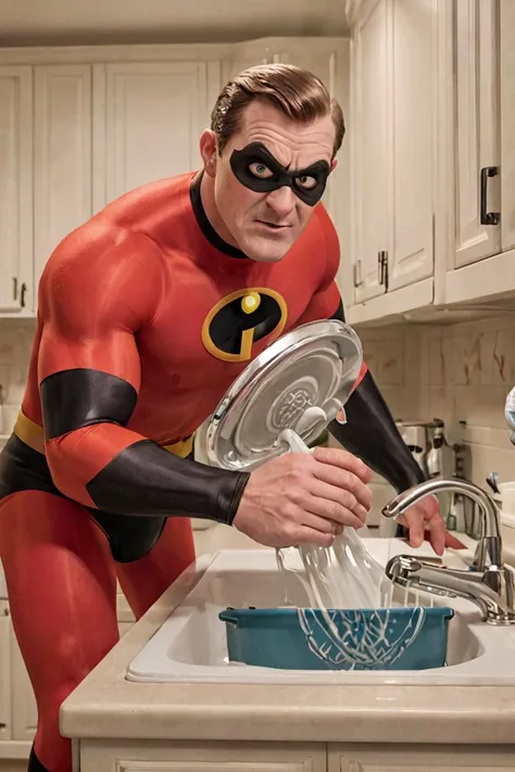 <lora:HelenParrXL:0.8> helenparr in the kitchen doing dishes