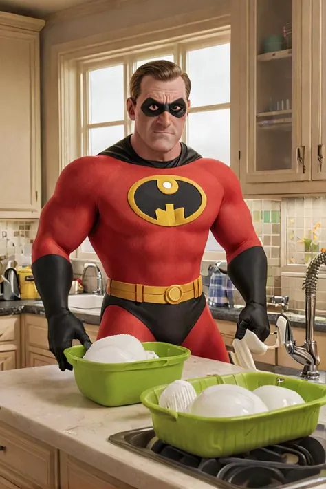<lora:HelenParrXL:0.8> helenparr in the kitchen doing dishes