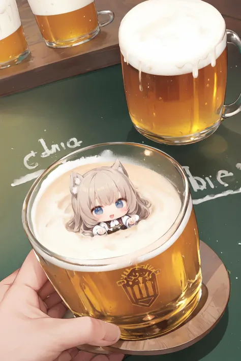 chibi cute floating in craft (hazy) beer, Hazy, beer, IPA, DIPA