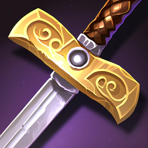 best quality, masterpiece, very high resolution, highly detailed, sword with rounded gold crossguard, stylized game icon