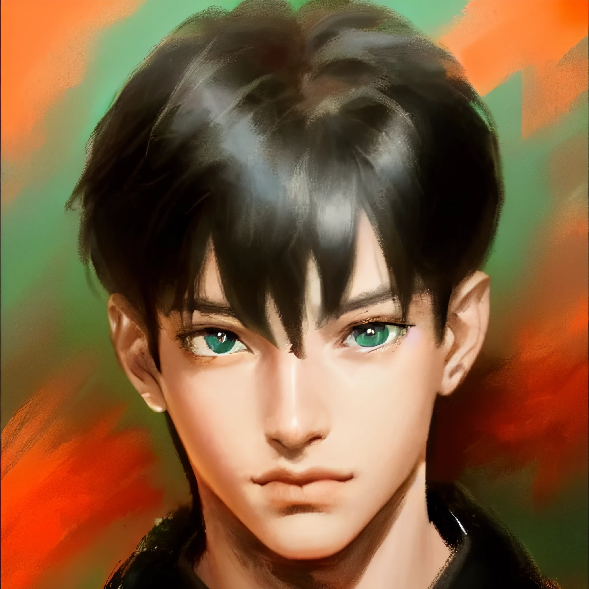 masterpiece, 1boy, a beautiful painted portrait of a cool male warrior in the style of DBfantasyart style