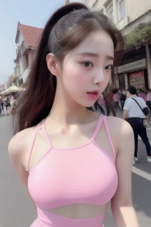 (symmetry:1.2),(half_body:1.2),(highly detailed face:1.2)

PureErosFace_v1,24yo girl,wearing see-through light_pink tight sports top,
portrait of face, running motion,
dusk in middle of a crowd in the street market fair, (at noon),
d750 hdr color photo by Relja Penezic, rim halo light, soft focus, flare, telephoto lens, kodak portra