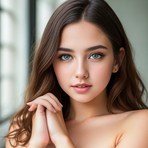 analog style, High detailed RAW color full body shot photo of beautiful young nude woman, perfect face, detailed eyes, beautiful hands, beautiful fingers, depth of field, soft lighting, photographed on a Fujifilm XT3, f2.8, ISO 100, (highly detailed:1.2), HDR, 4k resolution, Award-winning photography