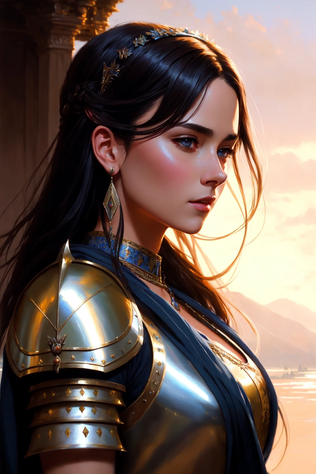 modelshoot style, (extremely detailed CG unity 8k wallpaper), full shot body photo of the most beautiful artwork in the world, medieval armor, professional majestic oil painting by Ed Blinkey, Atey Ghailan, Studio Ghibli, by Jeremy Mann, Greg Manchess, Antonio Moro, trending on ArtStation, trending on CGSociety, Intricate, High Detail, Sharp focus, dramatic, photorealistic painting art by midjourney and greg rutkowski