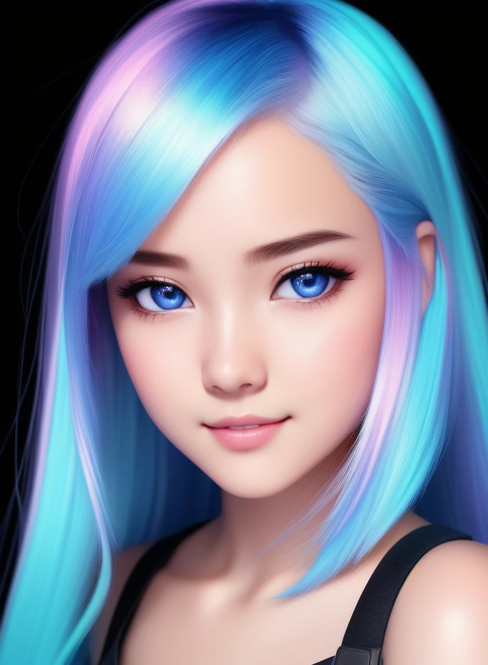 masterpiece, best quality, half body, portrait, night city, 1girl, anime, 3D, Japan, pixar, realistic, teen girl, smiling, cute face, harajuku fashion style, rain coat, beautiful, colourful, neon lights, cyberpunk, smooth skin, illustration, artstation, painting by stanley artgerm lau, sideways glance, foreshortening, extremely detailed 8K, smooth, high resolution, ultra quality, highly detail eyes, highly detail mouth, highly detailed face, perfect eyes, both eyes are the same, true light, glare, Iridescent, Global illumination, real hair movement, real light, real shadow, real face, hd, 2k, 4k, 8k, 16k, realistic light, realistic shadow, bright Eyes, fluorescent eyes, soft light, dream light