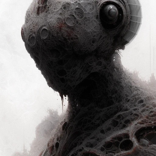 alien creature, snout, mech, cybertech, 4k, highest quality,grunge aesthetics, grunge textures, washed out colors, art by RFKTR_bontrex