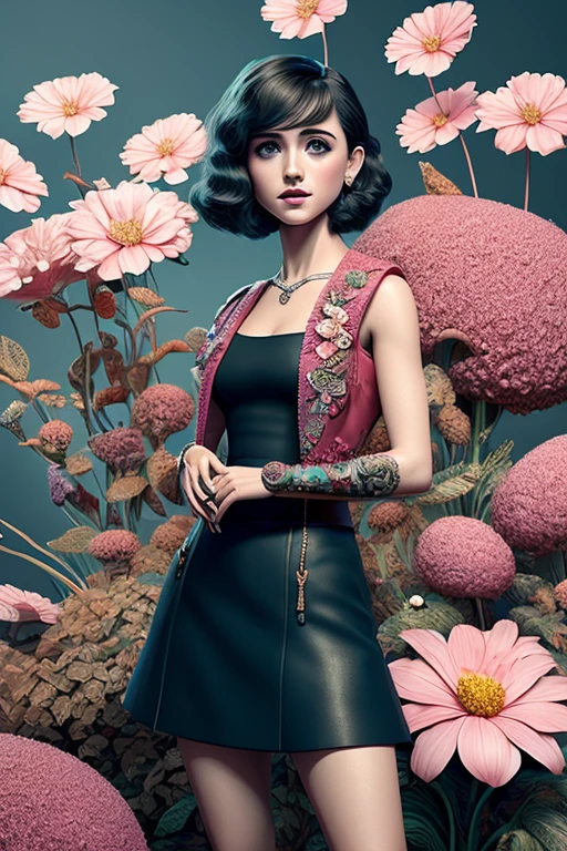 full body portrait of a gorgeous young nataliadyer, A highly detailed and hyper realistic lisa frank, trending on artstation, butterflies, floral, sharp focus, studio photo, intricate details, highly detailed, by Tvera and wlop and artgerm, alberto seveso and geo2099 style
