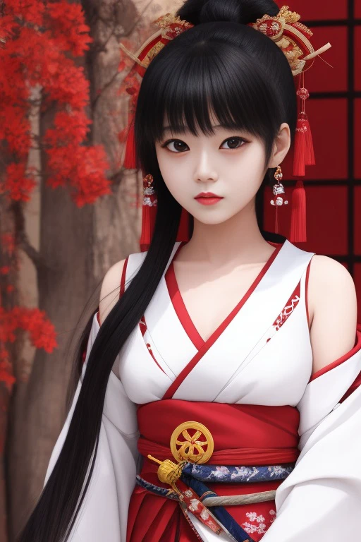 (masterpiece:1.3),(best quality:1.2),(ultra-detailed:1.2),illustration protrait of 1girl,, (watercolor_medium),((ukiyoestyle)),((((masterpiece)))),(((bestquality))),(illustration),(1girl:1.5),(solo:1.5),((anextremelydelicateandbeautiful)),((girl)),cute,((hime_cut)),sidebluntbangs,(ultramarinehair:1.2),hairsbetweeneyes,ribbons,Bracelet,bareshoulders,((japanese_clothes)),sakura,((slitpupils)),((miko)),(off_shoulder),ace, (KaguraSuzu),sword