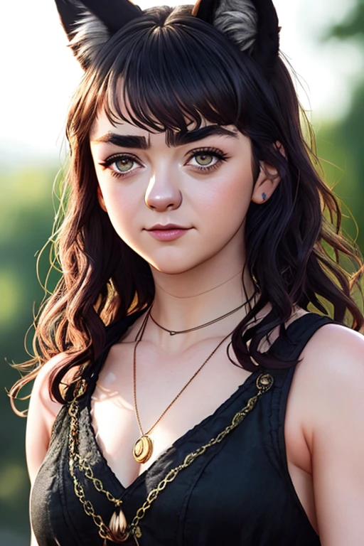 masterpiece, highest_quality, 1girl, ((wolf_ears)), black_hair, short_hair, crop_top, looking at viewers, grin, sun_light, depth_of_field, nature, outdoors, realistic, photo_\(medium\), photorealistic, (ultra-detailed:1.2), detailed_light, HDR, extremely_detailed, High_Detail, Sharp_focus, dramatic, wolf_girl, vertical_pupil, (maisiewilliams:1.2)