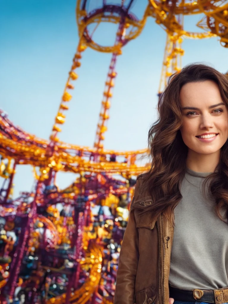 photo of a beautiful (emb-daisy:1.0) girl at an amusement park,(close shot:1.2), short dark hair,(roller coasters:1.2), merchant stalls selling food and souvenirs, bright colorful banners over wide walkways, (wearing jeans and a t-shirt:1.2)
(highly detailed:1.2),(best quality:1.2),(8k:1.2),sharp focus,(subsurface scattering:1.1),award-winning photograph,professional portrait photography
(very detailed background:1.2),(theme park:1.0), (dreamlikeart:1.1),(analog style:1.1),(modelshoot style:1.2),dramatic lighting, by wlop jeffrey simpson antonio J. Manzanedo greg rutkowski