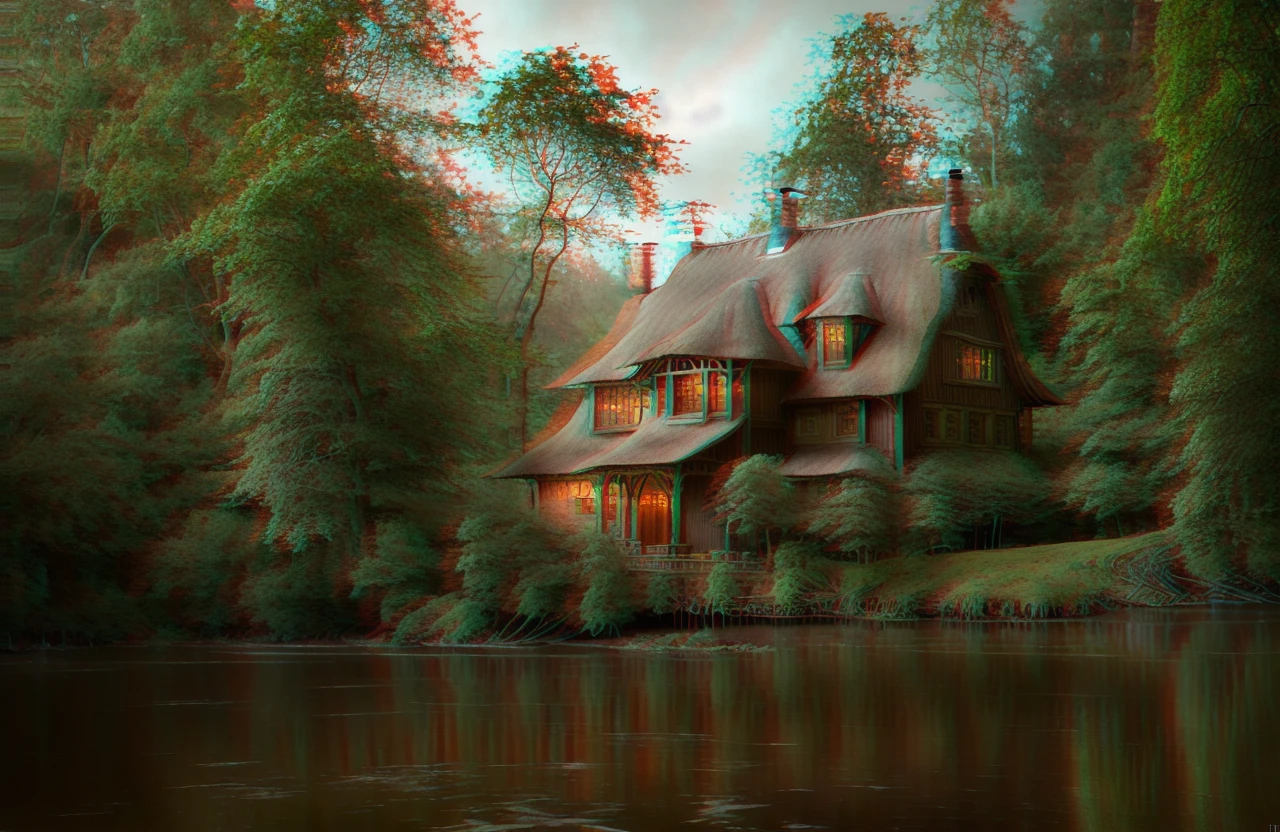 photo of an intricate Witch cottage, centered, surrounded by forest, clear focus, very coherent, majestic oil painting by Ed Blinkey, Atey Ghailan, Greg Manchess, Antonio Moro, trending on ArtStation, trending on CGSociety, Intricate, High Detail, Sharp focus, dramatic, photorealistic painting art by midjourney and greg rutkowski<hypernet:SamArt:0.134>