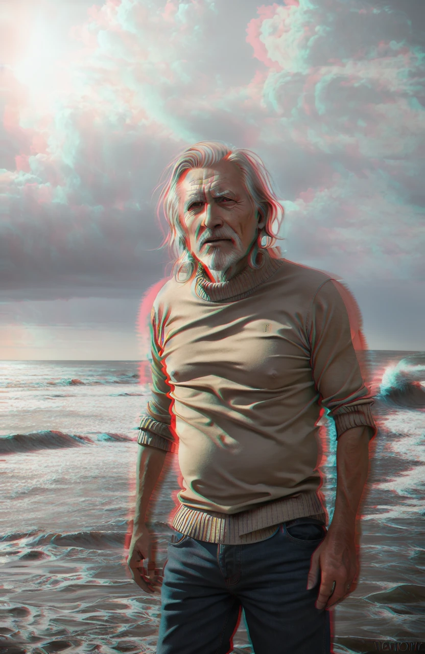 face portrait of an rugged (old fisherman:1.3), (face focus:1.5), (storm:1.2), (waves:1.3), ocean, (lighthouse background:1.3), (cowboy shot:1.4), (white turtleneck knitted sweater:1.3), looking at viewer, realistic, masterpiece, highest quality, backlighting, (lens flare:1.1), (bloom:1.1), (chromatic aberration:1.1), by Jeremy Lipking, by Antonio J. Manzanedo, digital painting<hypernet:SamArt:0.029>
